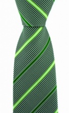 Luxury Green Dogtooth Silk Tie with Mint and Lime Stripe by Soprano